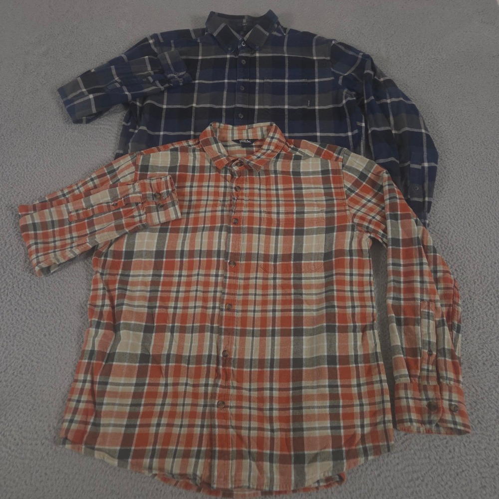 LOT OF 2‎ Eddie Bauer Shirt Mens XL Multi Eddies Favorite Flannel Plaid Cotton